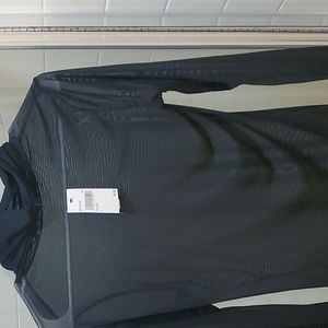 Sheer mock turtle neck black